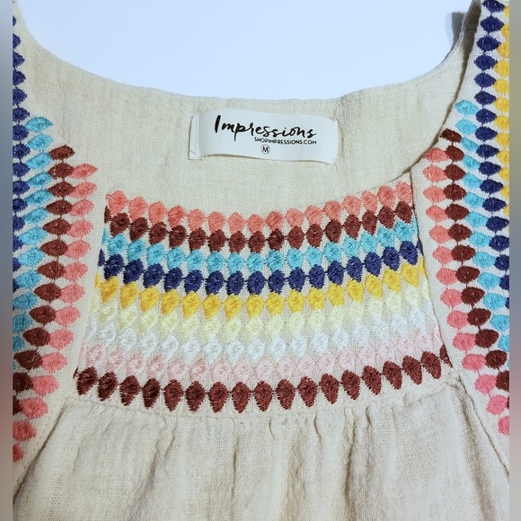 Impressions brand Women's Embroidered Boho Tank Sz Med - Picture 3 of 7
